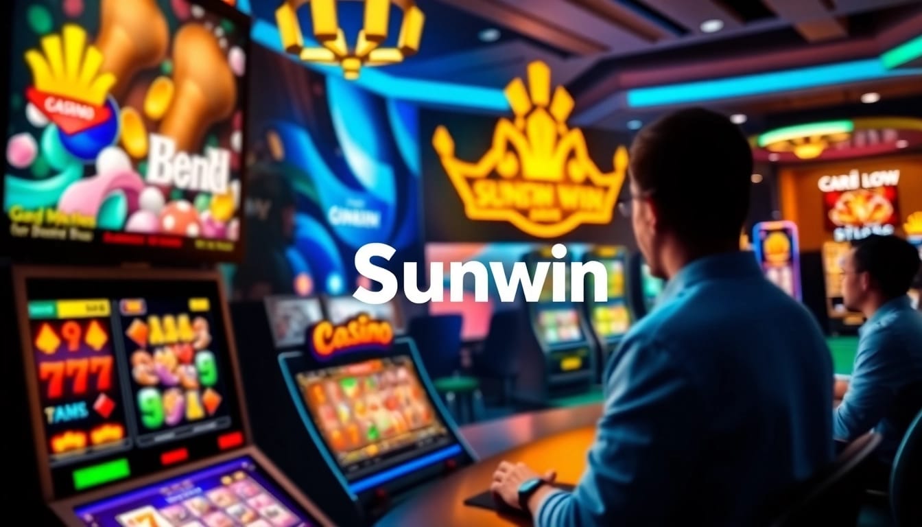 A dynamic gaming scene at https://sunwin5.com/ showcasing diverse online games and excited players enjoying their experience.