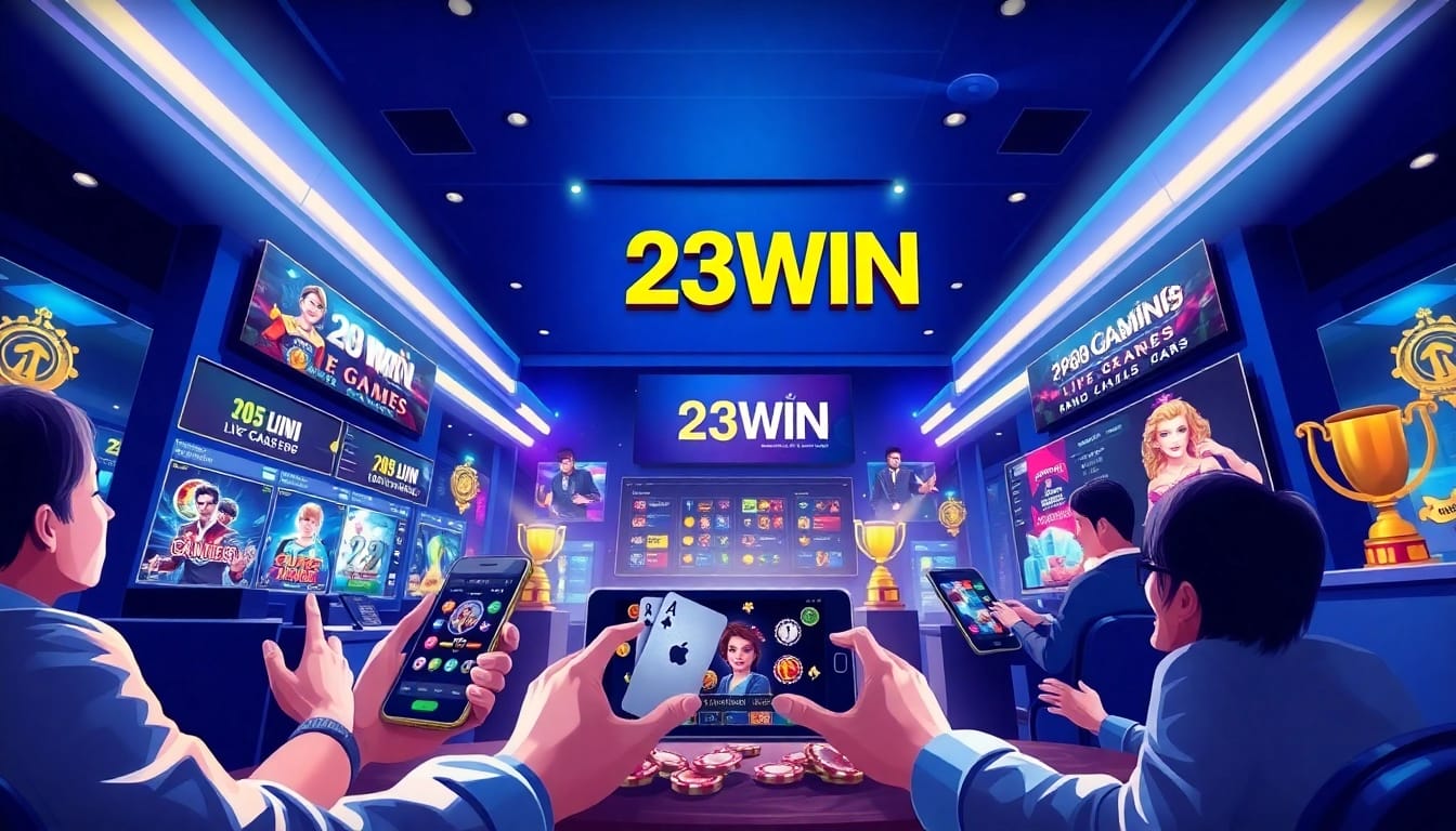 Experience the vibrant online gaming atmosphere at Trang Chủ 23WIN, featuring modern casino games and interactive elements.