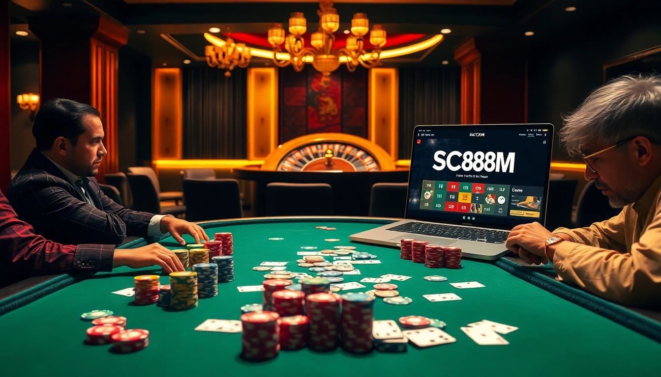 Experience thrilling poker action at SC88COM with high-stakes games and vibrant casino ambiance.
