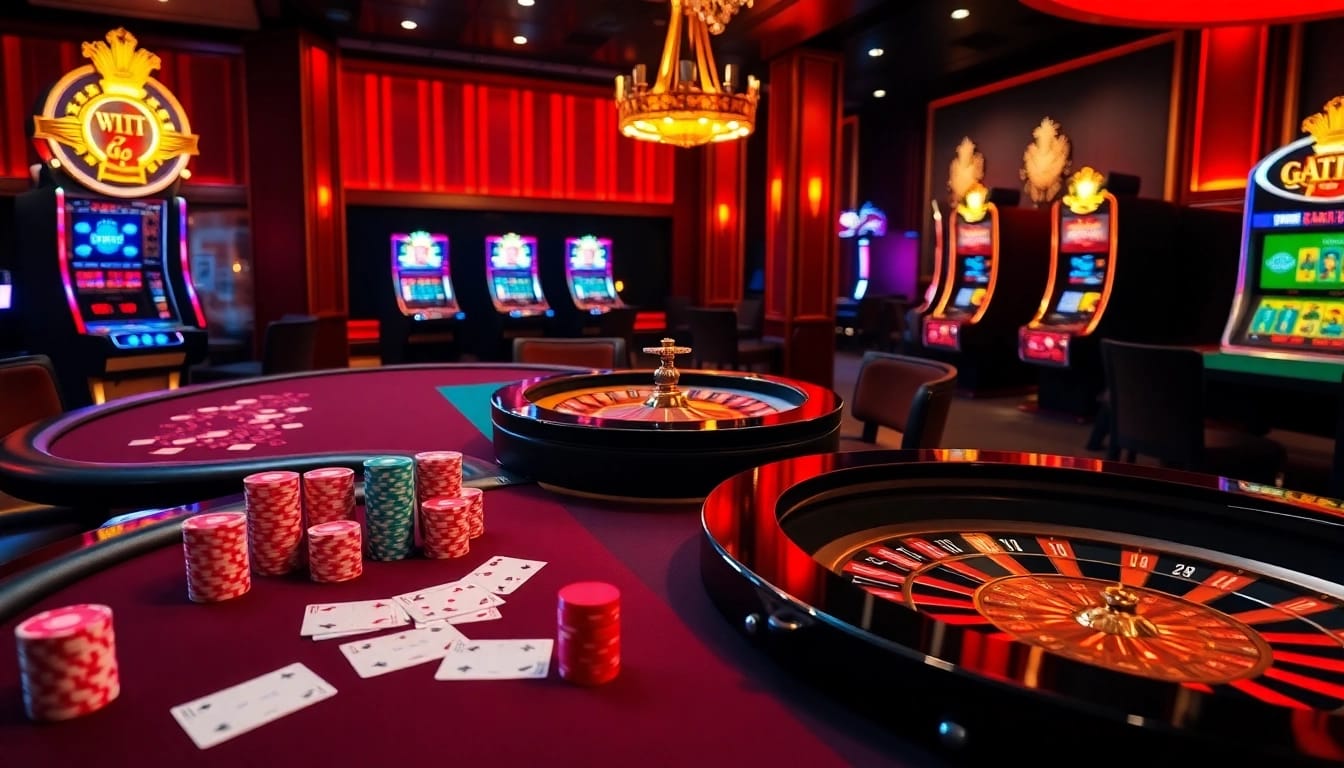 Experience thrilling games at https://red88.day/ featuring luxury casino tables and vibrant slot machines.