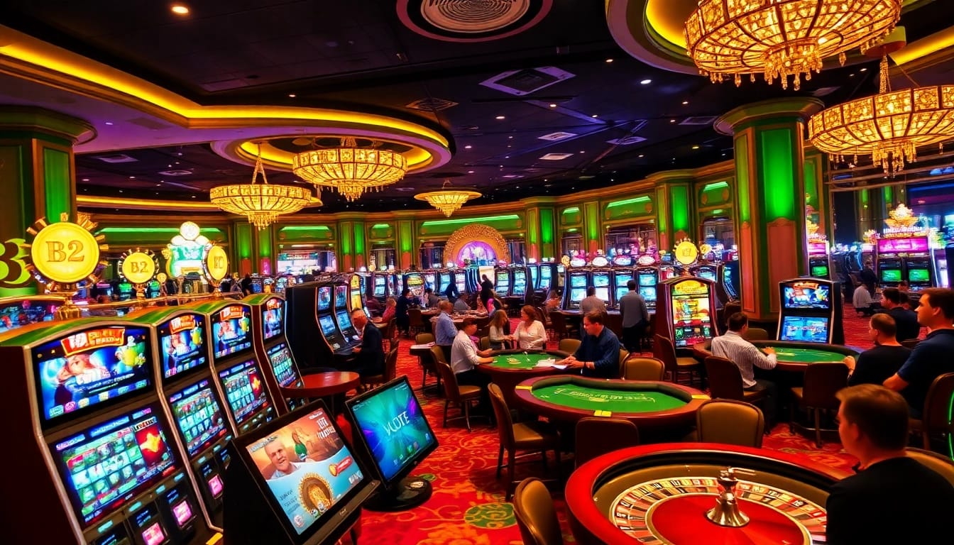B52 Club players enjoy exciting gambling activities at vibrant casino tables.