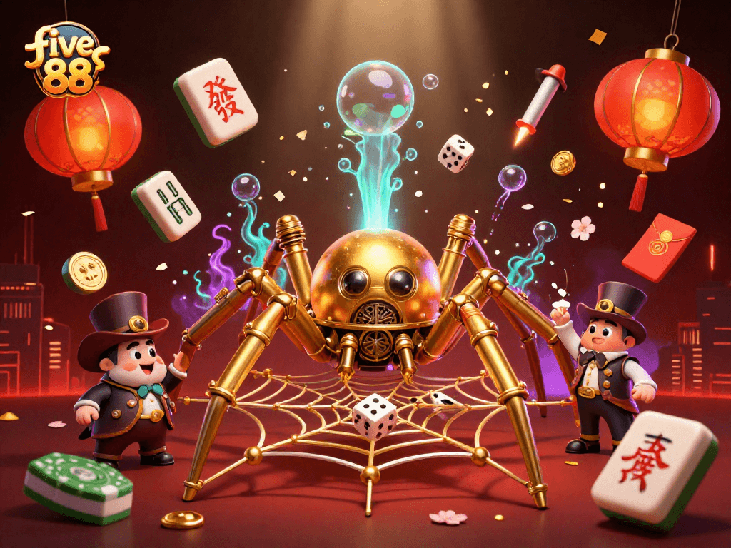 Experience the thrill of winning at five 88 with a dynamic 3D casino scene full of excitement.