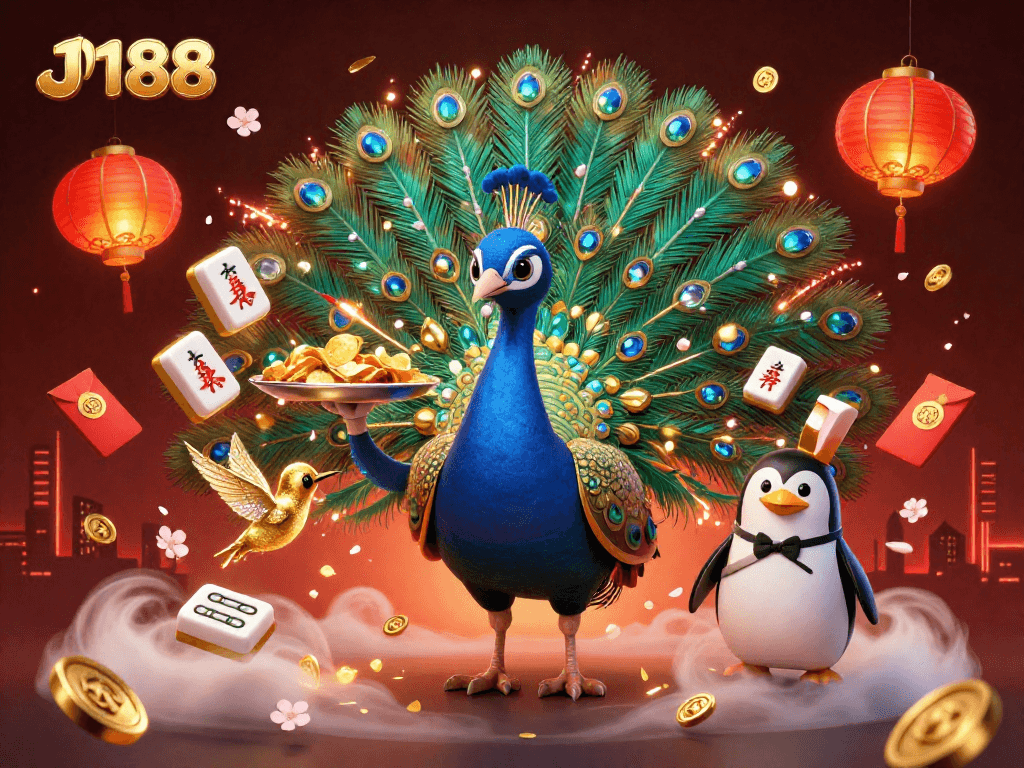 Experience thrilling bets at J188 with a vibrant 3D casino scene featuring captivating characters and rich gambling elements.