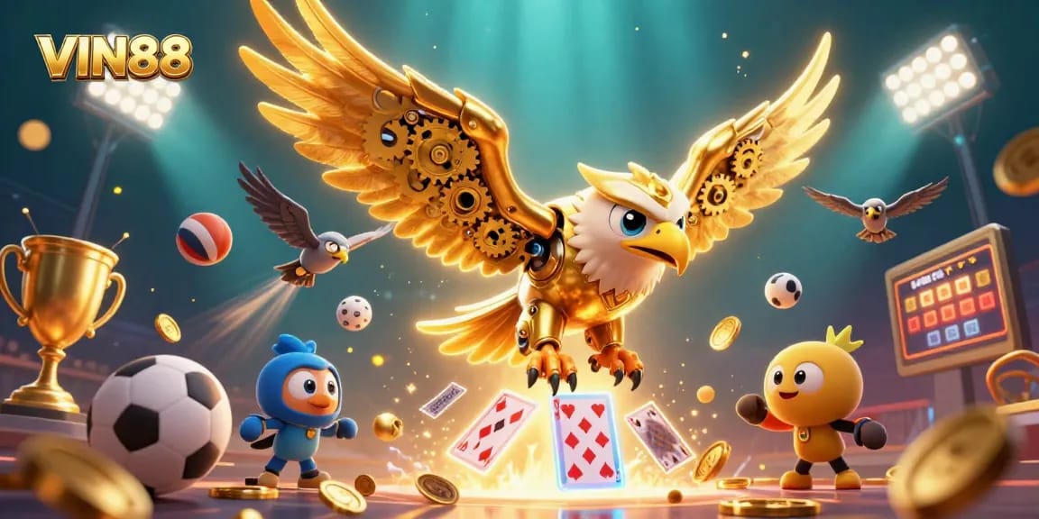 Experience the thrill of winning with VIN88's vibrant casino action illustrated through dynamic gaming scenes.