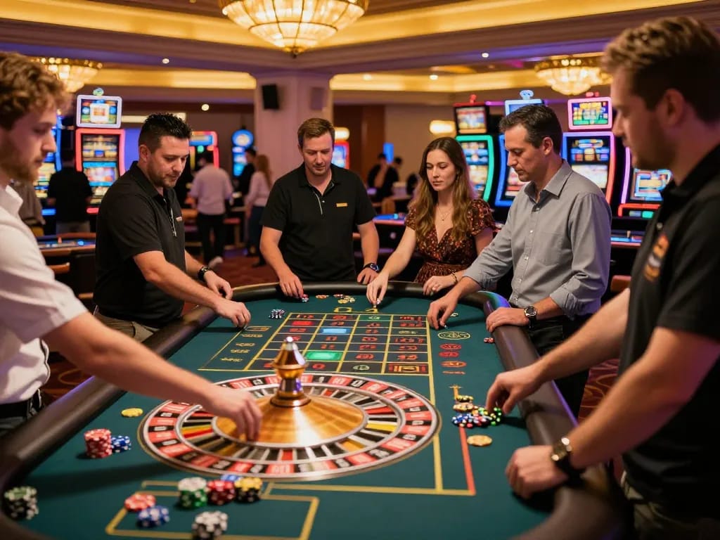 Players at the VK88 casino eagerly betting on a live roulette game, capturing the excitement of the moment.