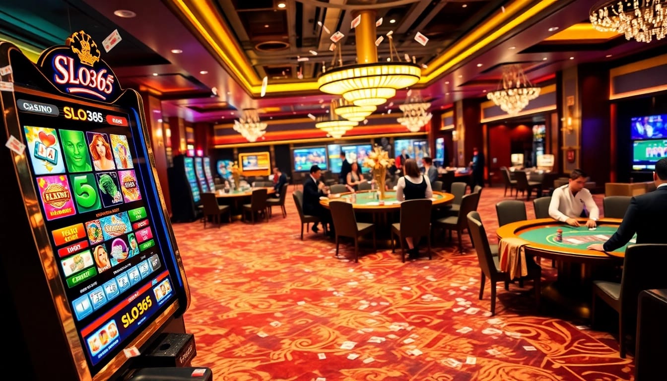 Experience thrilling gameplay at SLO365 casino through advanced slot machines and vibrant poker tables.