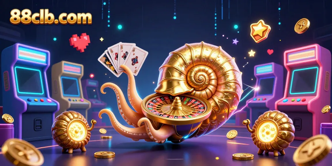 Experience the excitement at 88clb-com with ancient nautilus holding cards and vibrant arcade elements.