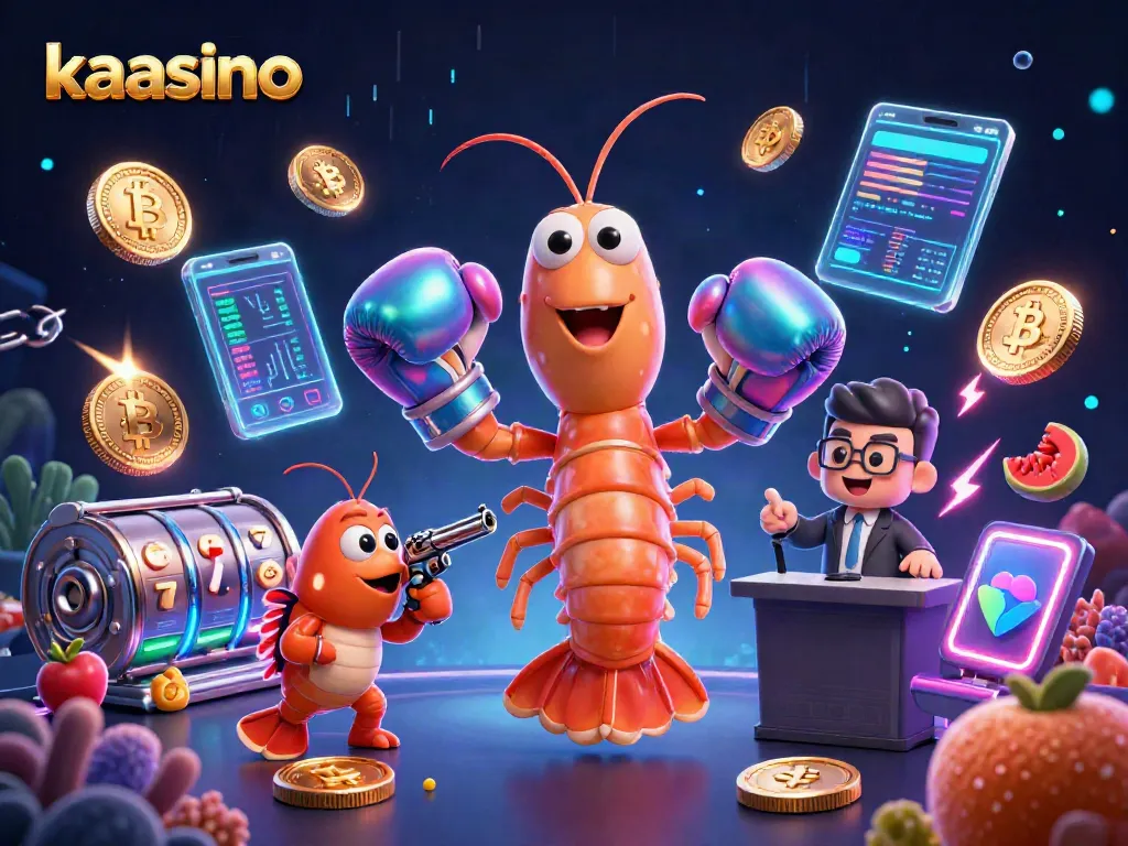 Engage with kaasino through vibrant 3D illustration showcasing animated characters and casino elements.