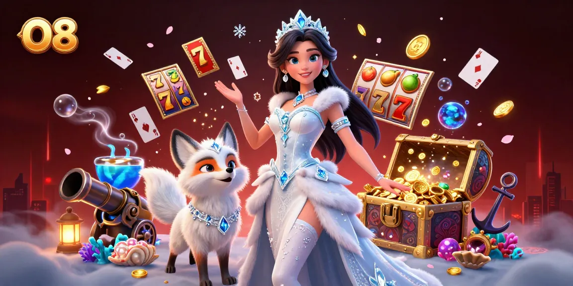 O8's stunning 3D illustration showcases a woman celebrating jackpot wins, surrounded by vibrant casino elements.