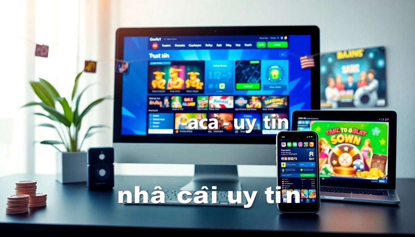 nhà cái uy tín showcased through modern gambling devices and secure features