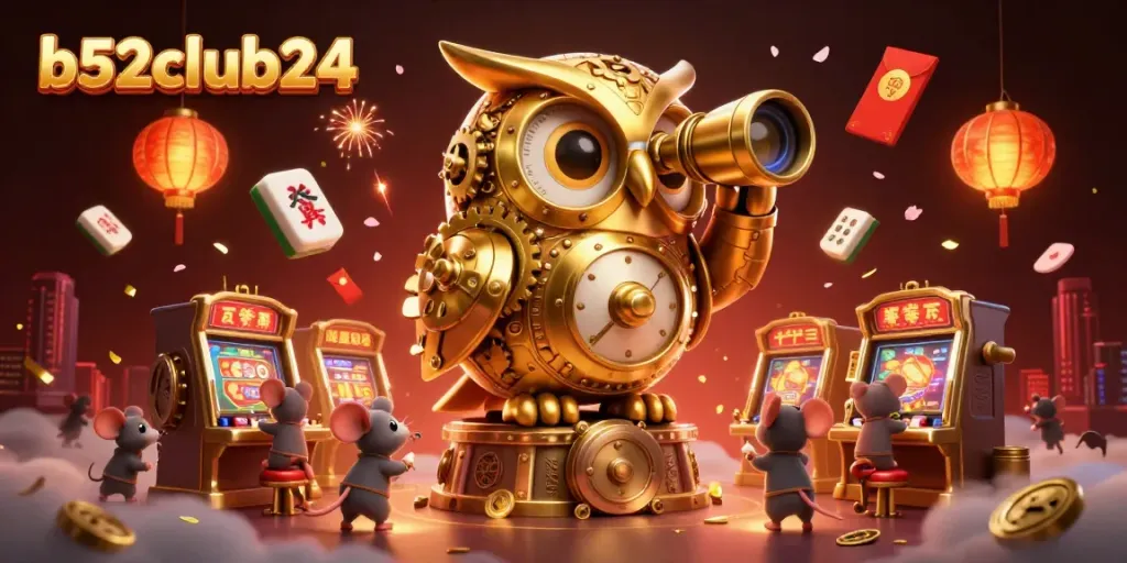Experience thrilling gameplay at b52club24 with an enchanting illustration of a bustling casino scene.