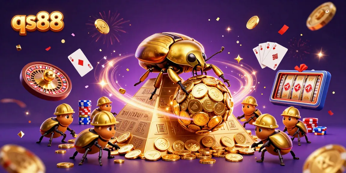 Experience thrilling gameplay at qs88 with a golden coin adventure led by a massive dung beetle.