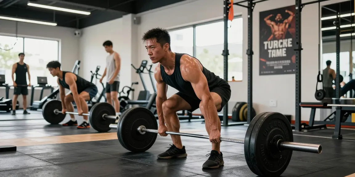 Prime Pharma Steroiden bodybuilder executing deadlift in modern gym, showcasing strength and determination.