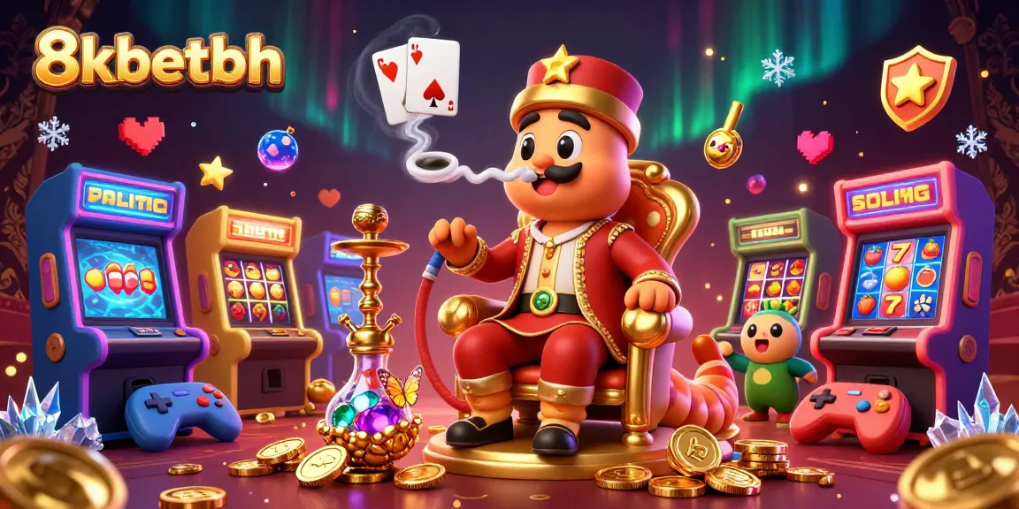 Experience the vibrancy of 8kbetbh with a whimsical casino illustration showcasing games and excitement.