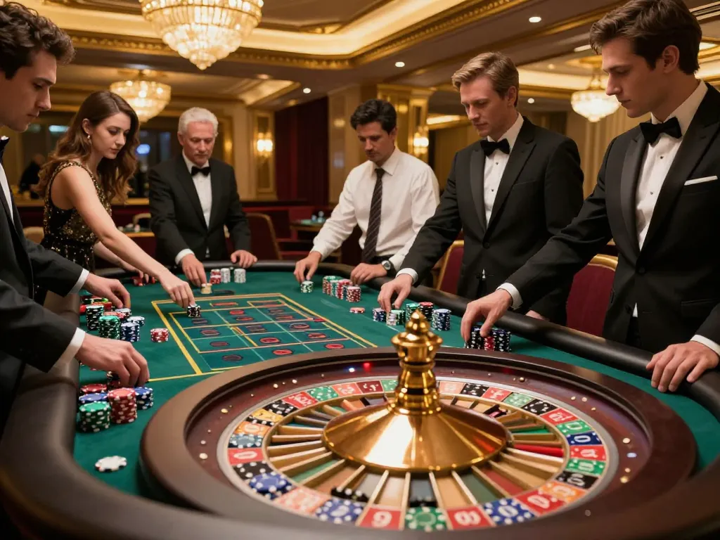 Các người chơi LUCK8 tham gia kịch tính tại bàn roulette, trải nghiệm cảm giác hồi hộp của việc đặt cược.