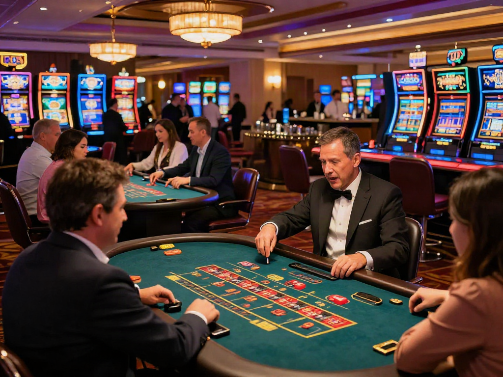 Players eagerly engaging in table games at the 78 win casino, showcasing excitement and vibrant atmosphere.