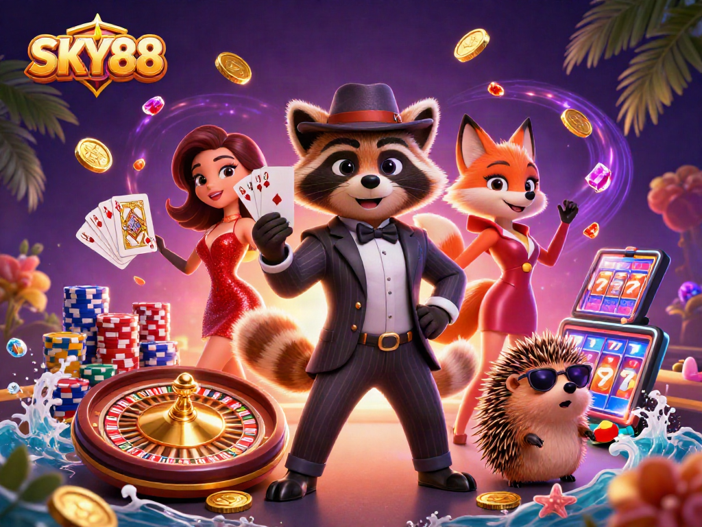 Engage with SKY88’s thrilling casino experience, winning big with colorful chips and dynamic gameplay elements.
