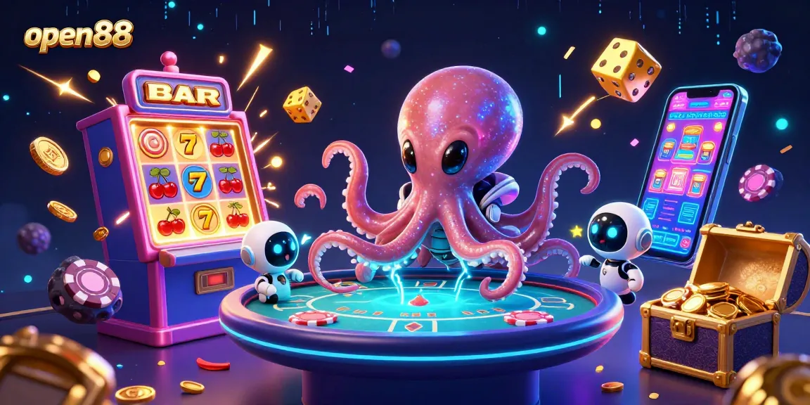Experience thrilling gameplay at open88 with an alien octopus and dynamic casino elements.