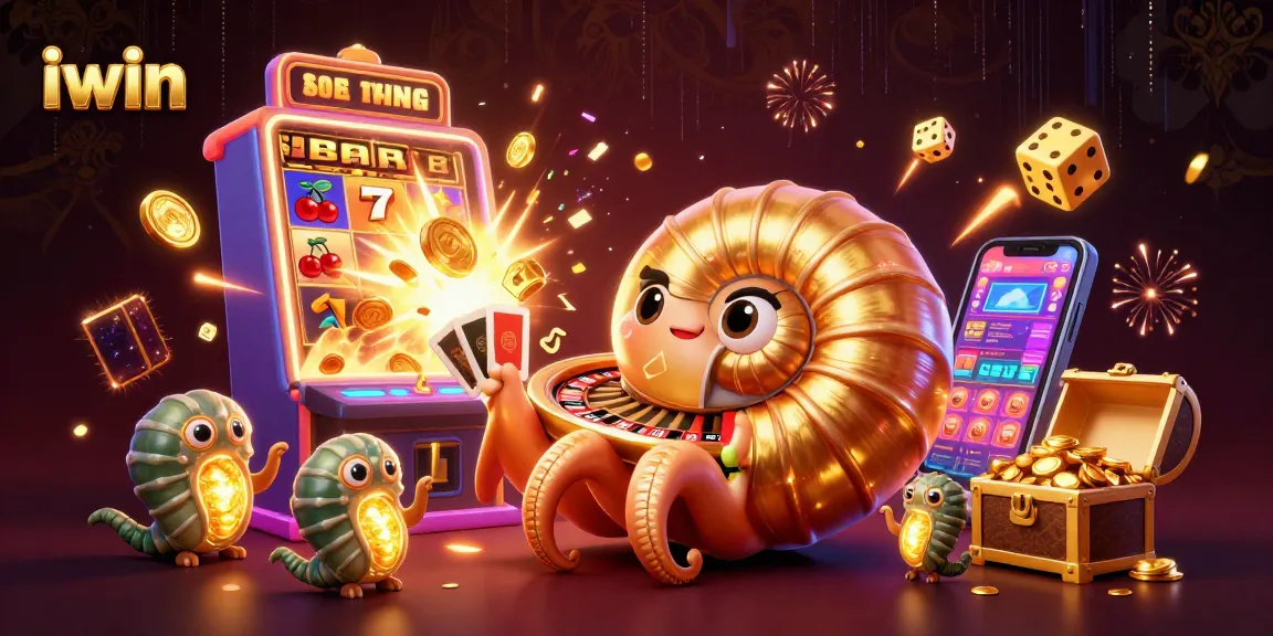 Experience exciting iwin gaming moments with a vibrant scene of jackpots and casino elements.