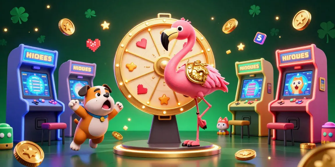 Join the thrilling action at 99ok as the flamingo host spins for prizes in this vibrant casino scene.