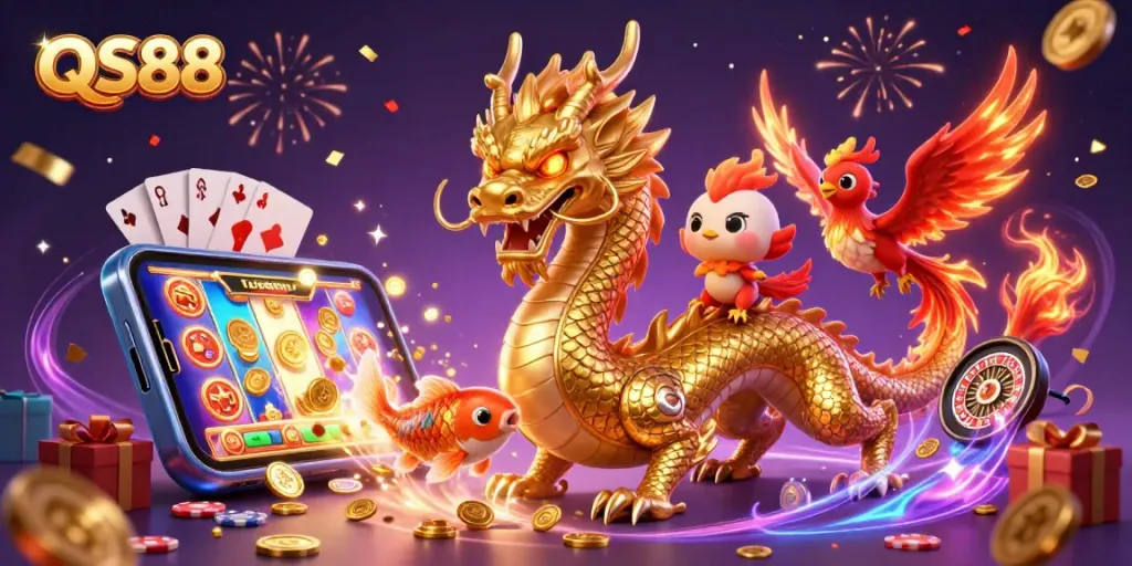 Spin the reels with QS88's exciting games, golden coins and legendary creatures combine in vivid adventure.