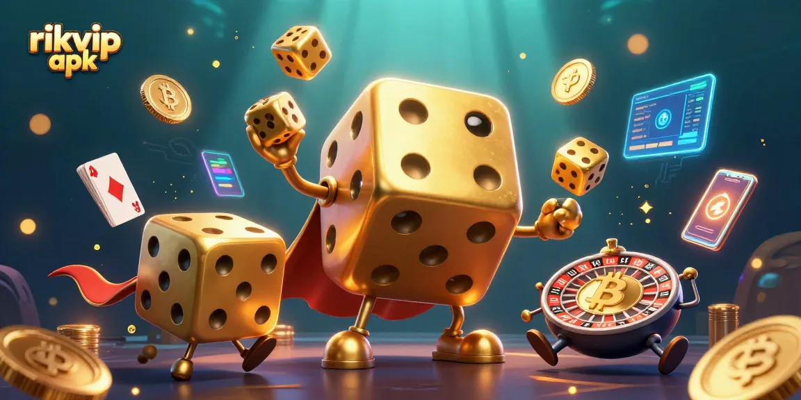 Engage with the rikvip apk experience as a golden dice golem juggles for wins!
