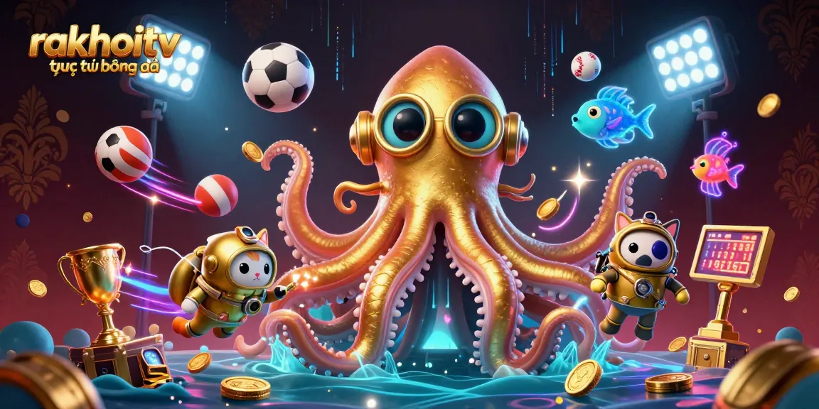 Experience rakhoitv trực tiếp bóng đá in a vibrant 3D scene with dynamic sports elements.
