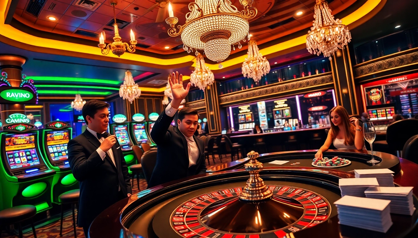 Players celebrating a win in a luxurious casino atmosphere at http://23win1.de.com/.