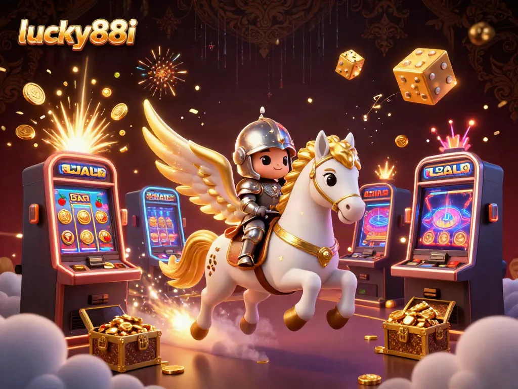 Experience thrilling jackpots at lucky88i with an enchanting 3D illustration of fantasy gaming elements.