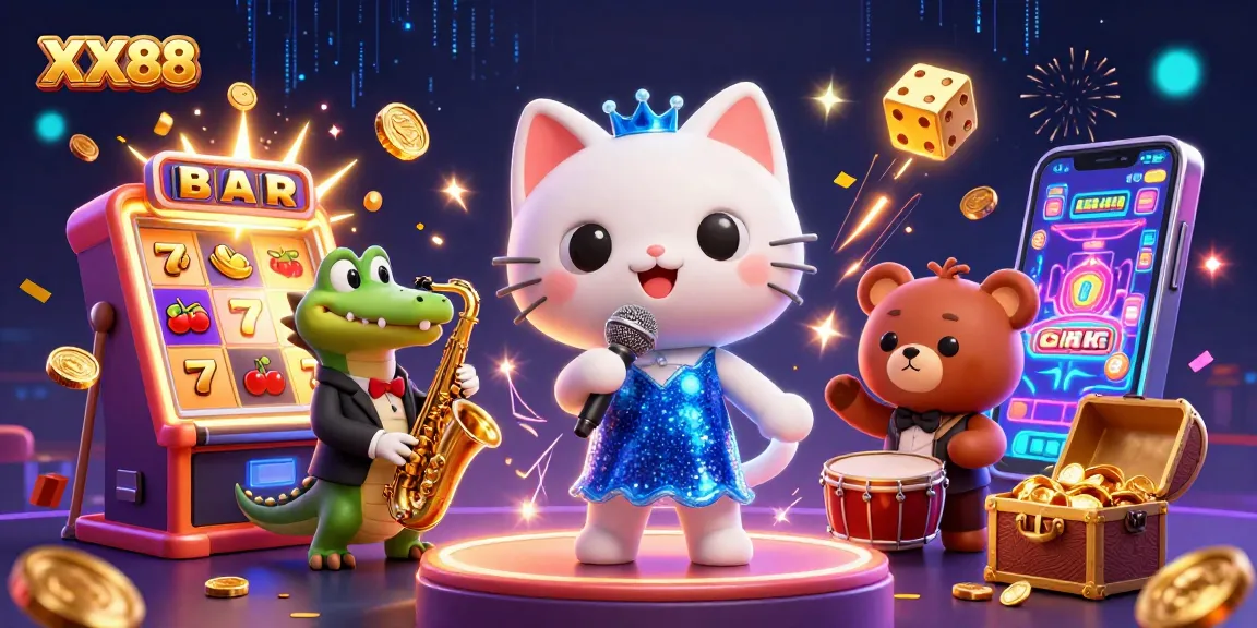 Join the vibrant action at XX88 with exciting slot machines, games, and colorful characters.