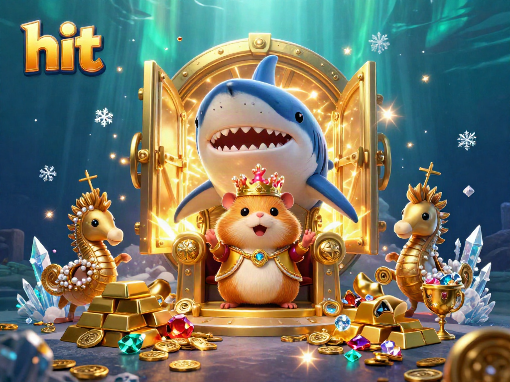 Experience thrilling hits while the brave hamster king rules over treasure in a lavish casino.