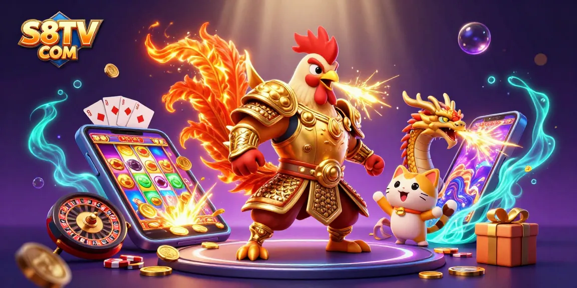 Experience thrilling gaming excitement with S8TV COM’s vibrant casino action in this dynamic illustration.