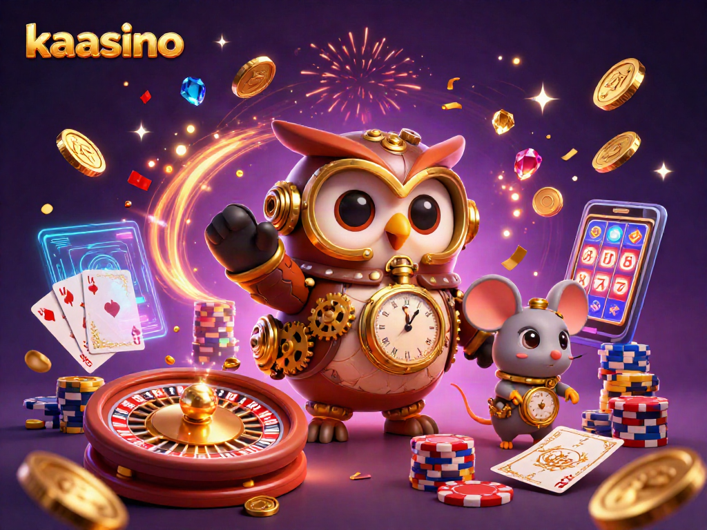 Kaasino reveals the vibrant excitement of gambling with a time-traveling owl and dynamic casino elements.