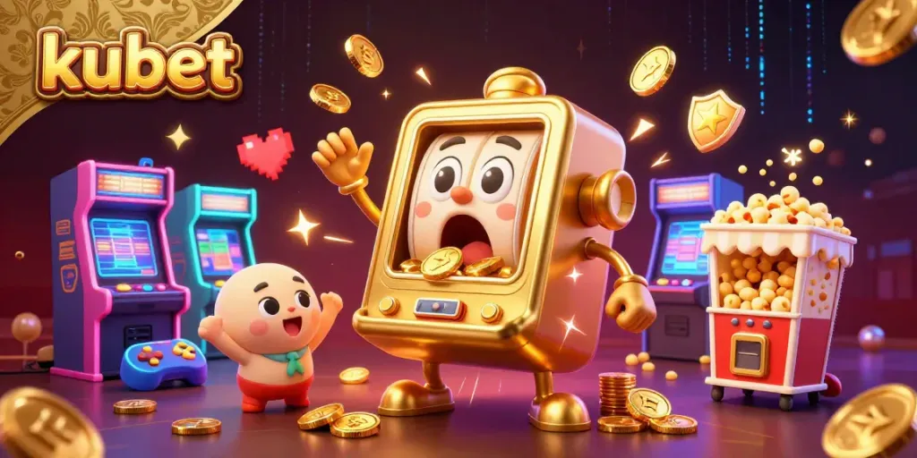 Experience the excitement of kubet with animated slot machines winning jackpots and electrifying game elements.