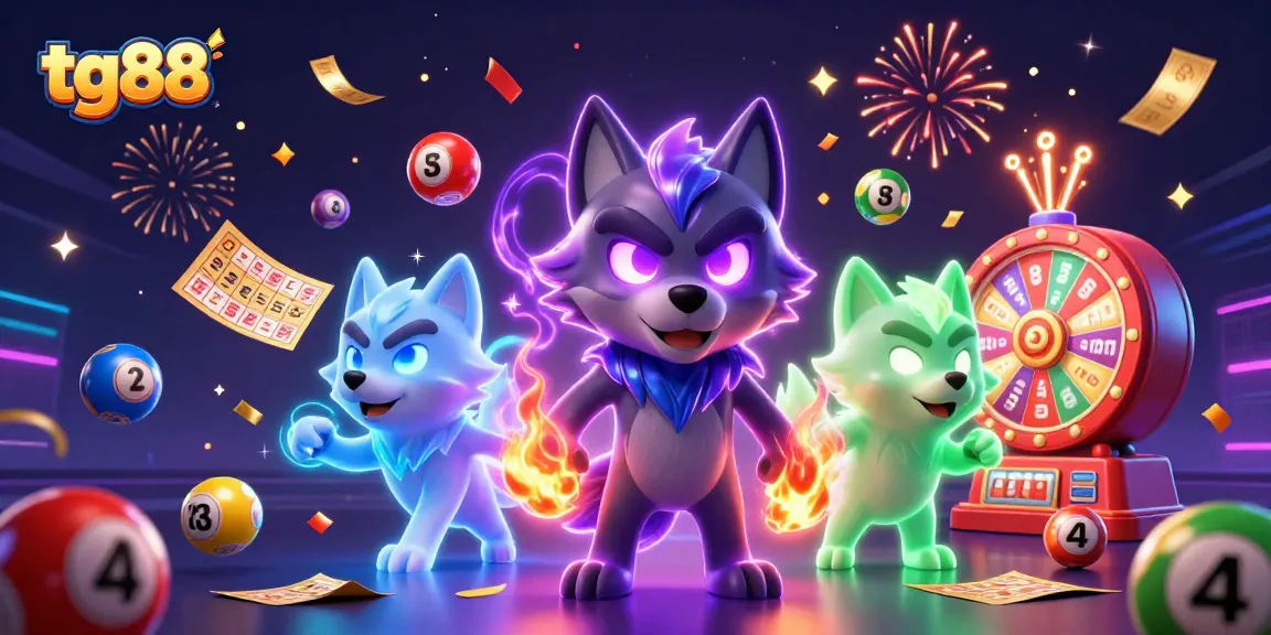 Spin colorful lottery balls and win big with tg88 in this exciting casino illustration.