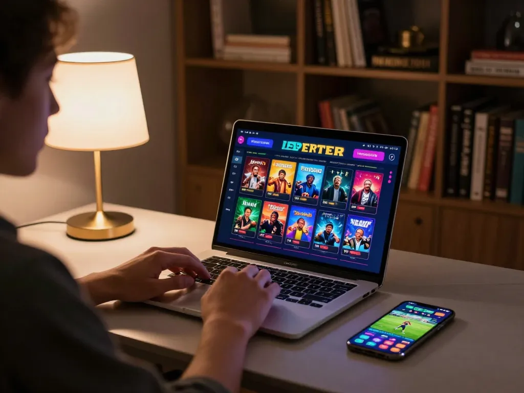 PHPVIP online casino scene showing user engaging with live betting on a laptop and smartphone.