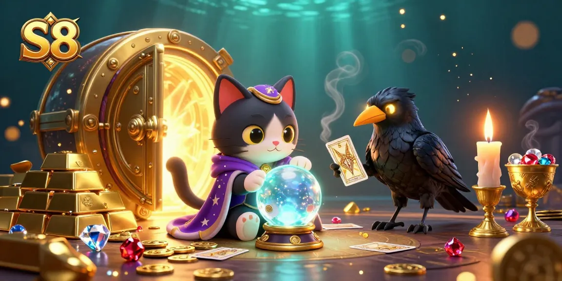 S8 engages players with vibrant gambling energy in a mystical casino scene full of treasures and surprises.