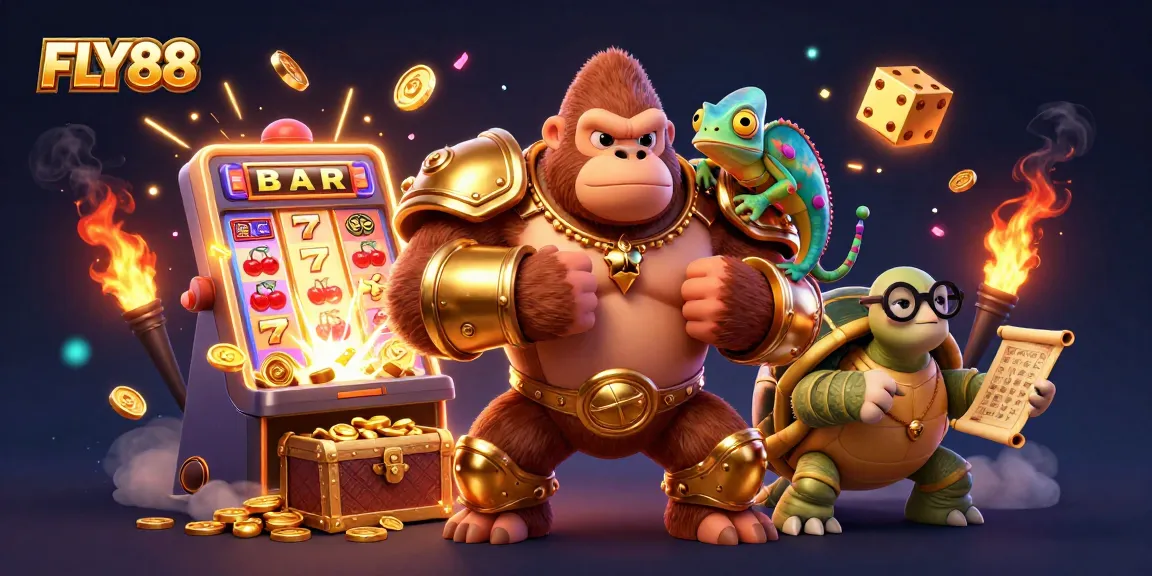 Win big with FLY88's spectacular casino games and vibrant 3D illustrations showcasing fun gaming experiences.