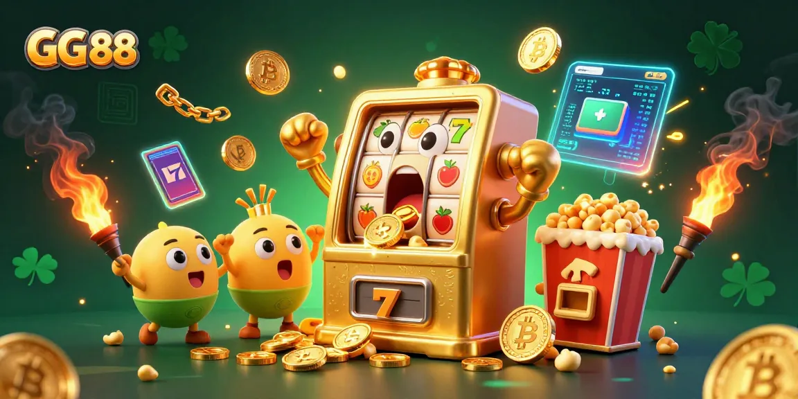 Win big with GG 88's golden slot machine celebrating its jackpot amidst a backdrop of casino excitement.