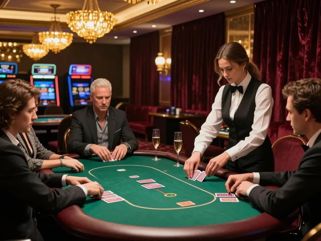 Engaged players at a stylish poker game in a luxurious VIP area, highlighting TR88 gaming strategy.