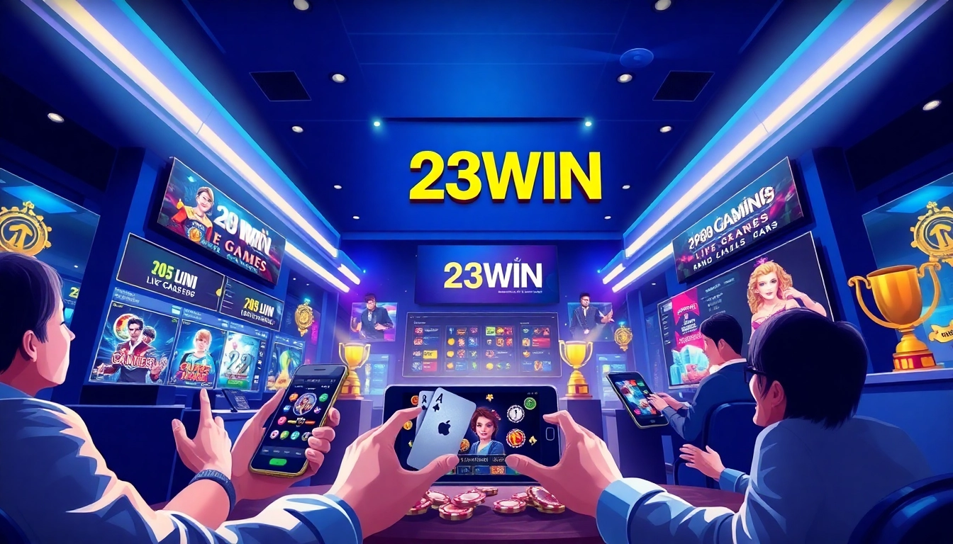 Experience the vibrant online gaming atmosphere at Trang Chủ 23WIN, featuring modern casino games and interactive elements.