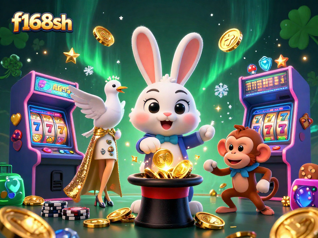 Experience thrilling gameplay at f168sh with vibrant cartoon characters and casino elements.