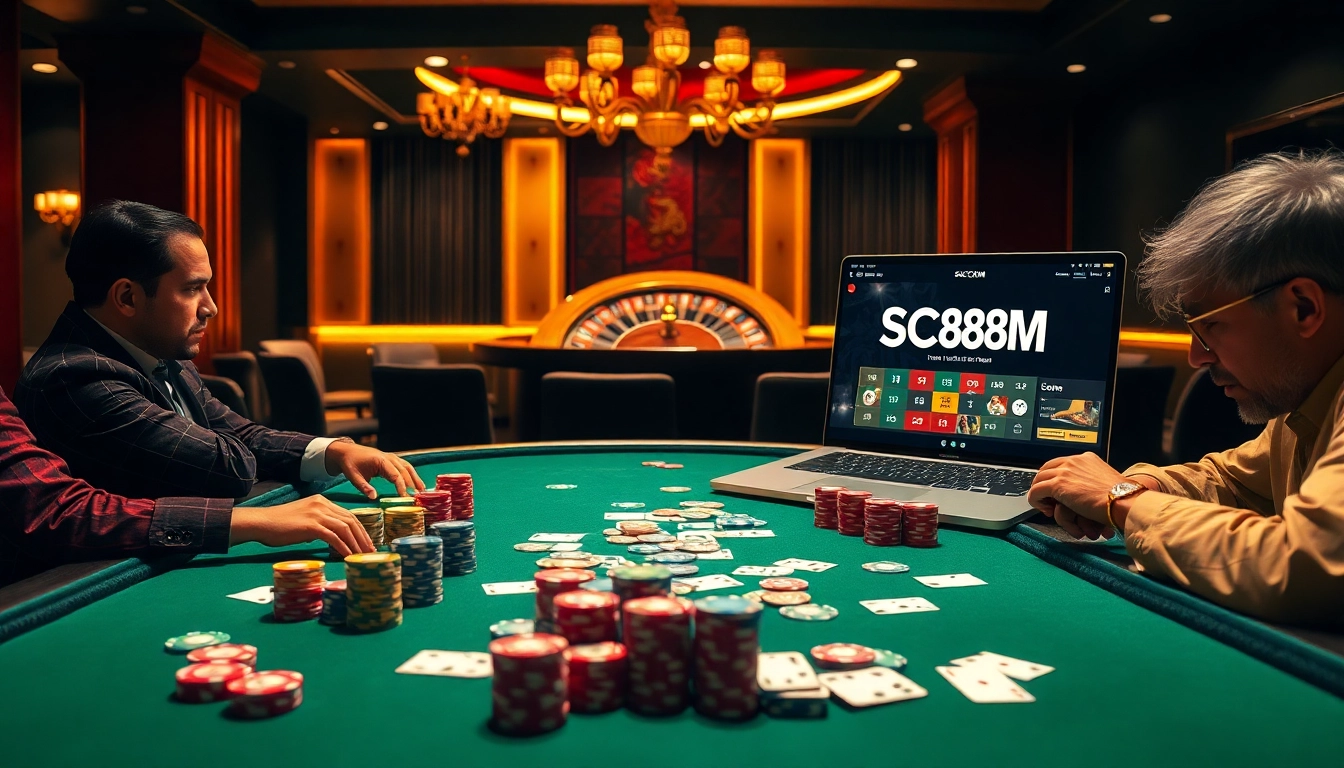 Experience thrilling poker action at SC88COM with high-stakes games and vibrant casino ambiance.