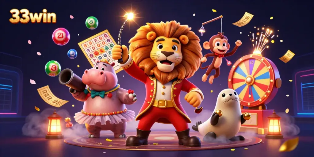 Engage with exciting lottery and jackpot games at 33win through vibrant illustrations.