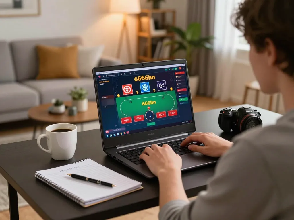 Engage with online casino action on s666hn showcasing poker gameplay strategy in a cozy home setting.