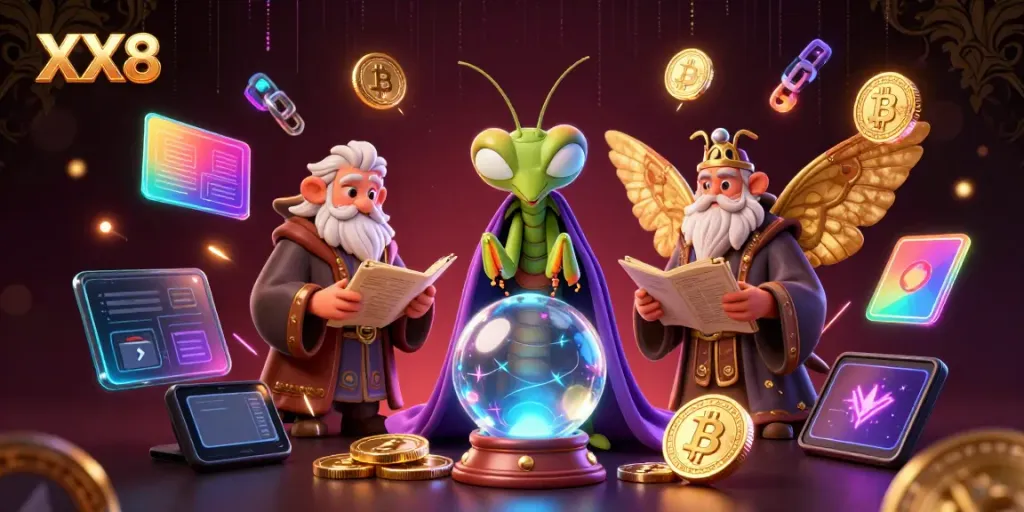 Experience thrilling gaming moments at XX8 Casino with unique characters and elements.