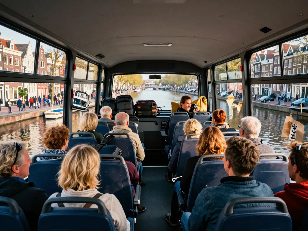 Taxi bus Amsterdam vervoert passagiers met comfort en stijl in het stadslandschap