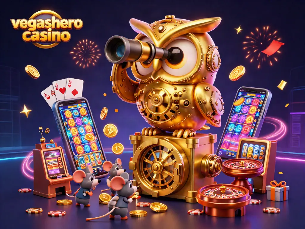 Win big at vegashero casino with exciting slots and enchanting game elements in an animated scene.