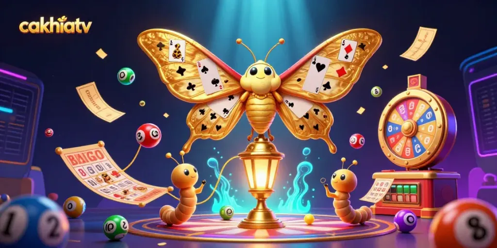 Experience the excitement of cakhiatv with vibrant 3D casino elements showcasing dynamic gambling action.