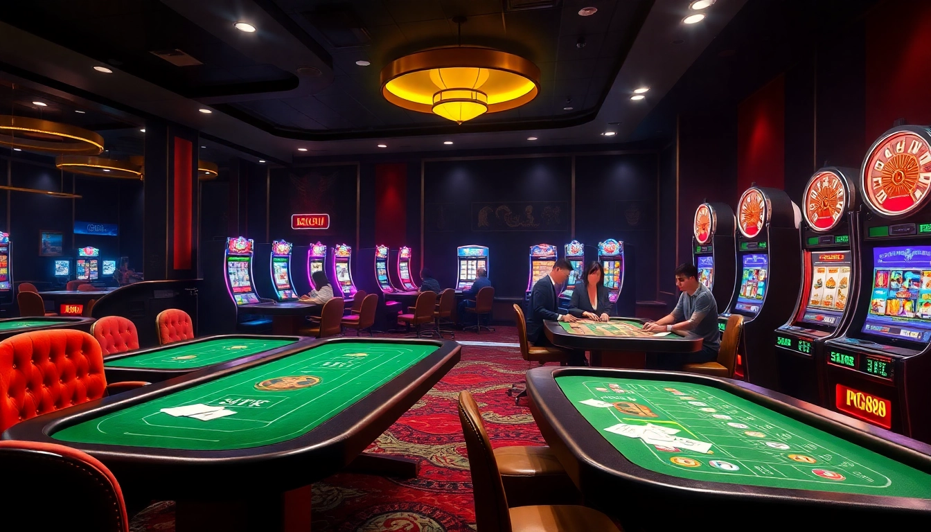 Experience the excitement of Trang Chủ PG88 with vibrant slot machines and engaging casino tables.